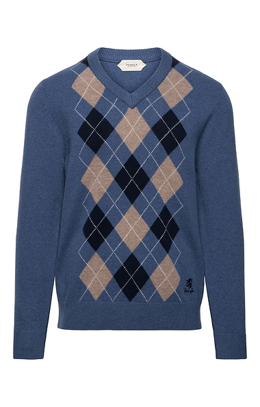 Men's Lambswool Argyle V-Neck Jumper