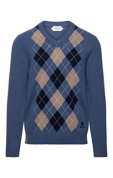 Men's Lambswool Argyle V-Neck Jumper