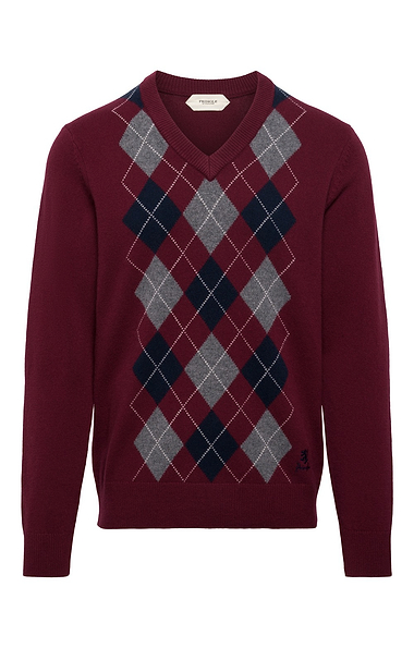 Men's Lambswool Argyle V-Neck Jumper