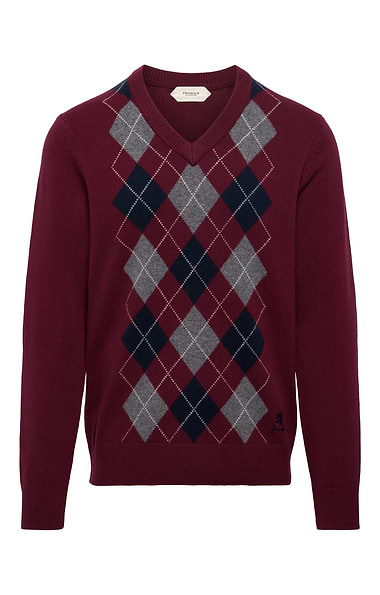 Men's Lambswool Argyle V-Neck Jumper