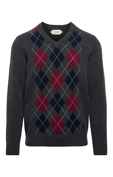Men's Lambswool Argyle V-Neck Jumper