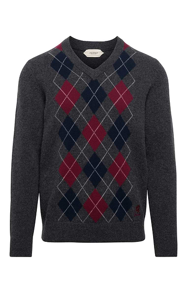 Men's Lambswool Argyle V-Neck Jumper