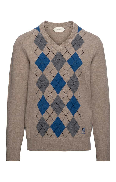 Men's Lambswool Argyle V-Neck Jumper