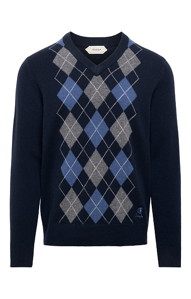 Men's Lambswool Argyle V-Neck Jumper