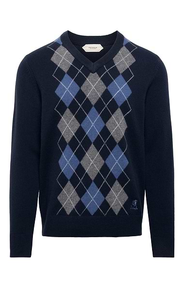 Men's Lambswool Argyle V-Neck Jumper