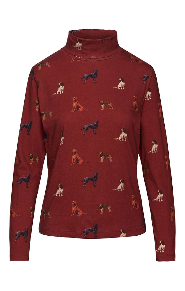 Ladies Printed Cotton Roll Neck