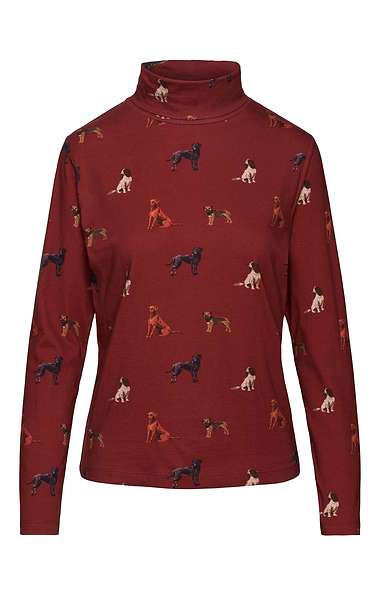 Ladies Printed Cotton Roll Neck
