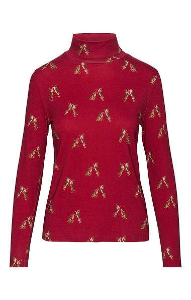 Ladies Printed Cotton Roll Neck