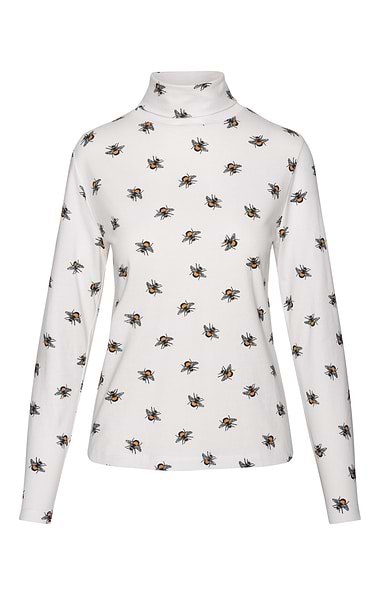 Ladies Printed Cotton Roll Neck