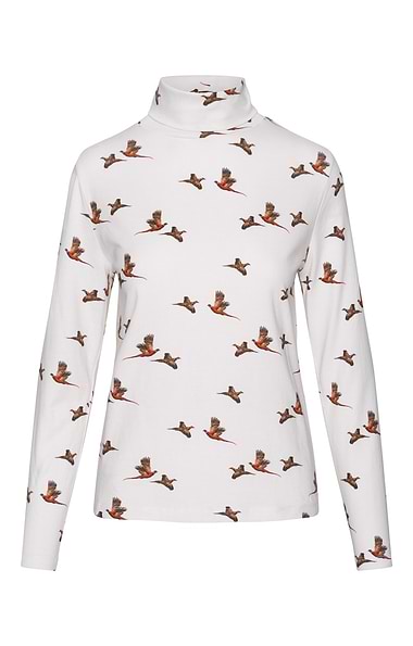 Ladies Printed Cotton Roll Neck