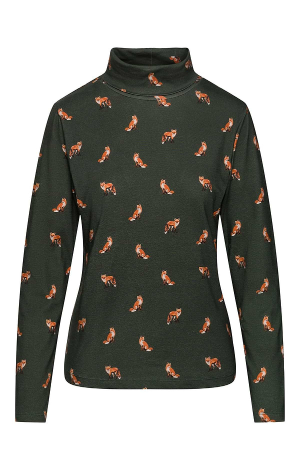 Ladies Printed Cotton Roll Neck