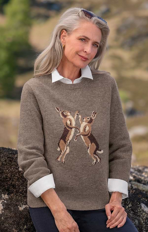 Ladies Lambswool Graphic Crew Neck Jumper