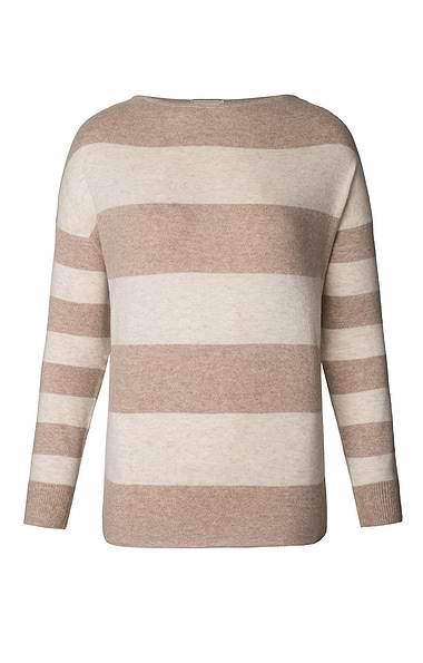 Ladies Silk Cashmere Wide Stripe Jumper