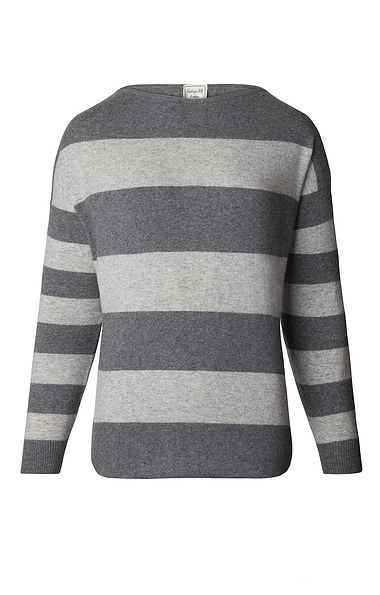 Ladies Silk Cashmere Wide Stripe Jumper