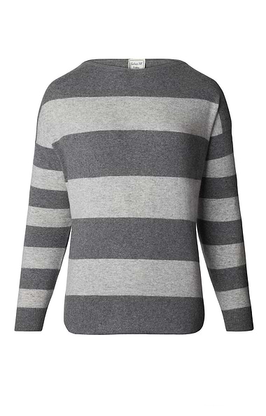 Ladies Silk Cashmere Wide Stripe Jumper