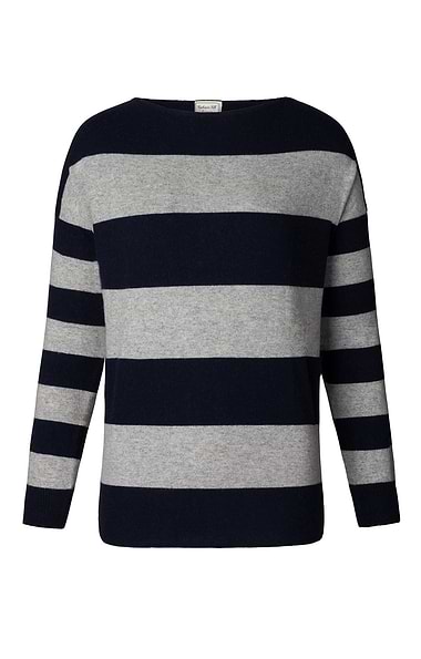 Ladies Silk Cashmere Wide Stripe Jumper