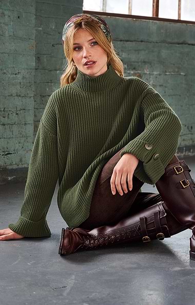 Ladies Cashmere & Silk Chunky Rib Sweater