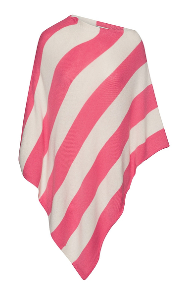 Ladies Cashmere Silk Blend Large Stripe Poncho