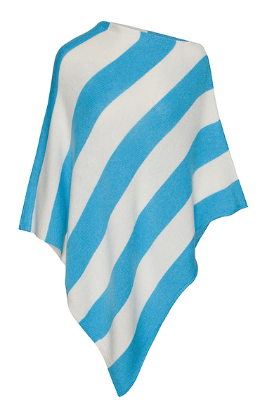 Ladies Cashmere Silk Blend Large Stripe Poncho