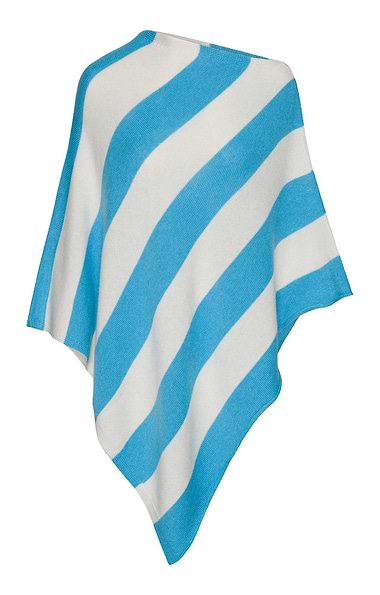 Ladies Cashmere Silk Blend Large Stripe Poncho