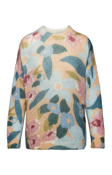 Ladies Mohair Floral Crew