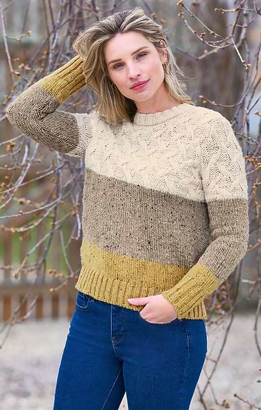 Ladies Tri Band Sweater