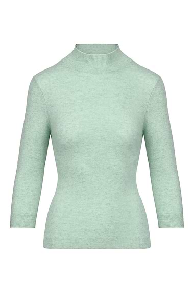 Ladies Cashmere Cropped Sleeve Turtle Neck Sweater