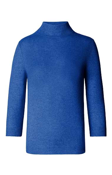 Ladies Cashmere Cropped Sleeve Turtle Neck Sweater