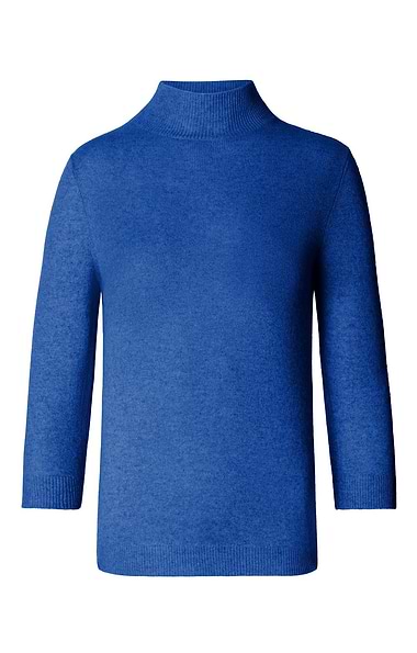Ladies Cashmere Cropped Sleeve Turtle Neck Sweater