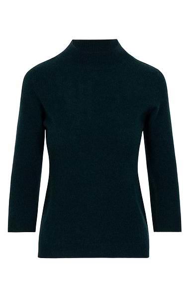 Ladies Cashmere Cropped Sleeve Turtle Neck Sweater