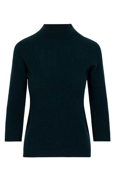 Ladies Cashmere Cropped Sleeve Turtle Neck Sweater