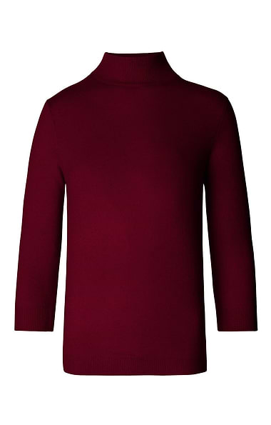 Ladies Cashmere Cropped Sleeve Turtle Neck Sweater