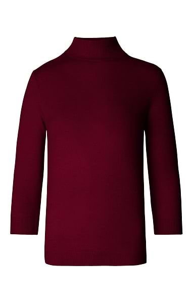 Ladies Cashmere Cropped Sleeve Turtle Neck Sweater
