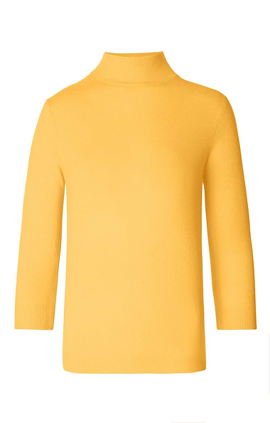 Ladies Cashmere Cropped Sleeve Turtle Neck Sweater