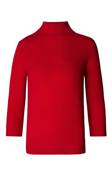 Ladies Cashmere Cropped Sleeve Turtle Neck Sweater