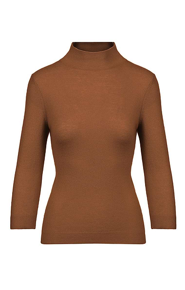 Ladies Cashmere Cropped Sleeve Turtle Neck Sweater