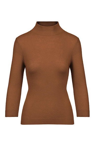 Ladies Cashmere Cropped Sleeve Turtle Neck Sweater
