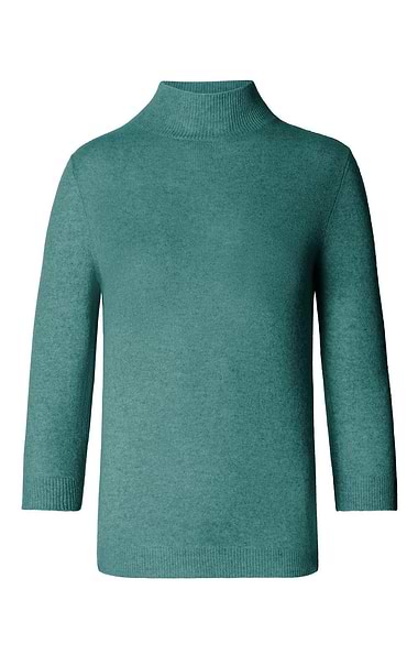 Ladies Cashmere Cropped Sleeve Turtle Neck Sweater