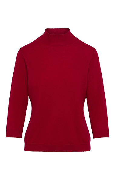 Ladies Cashmere Cropped Sleeve Turtle Neck Sweater