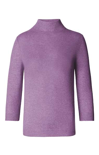 Ladies Cashmere Cropped Sleeve Turtle Neck Sweater