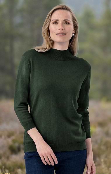 Ladies Cashmere Cropped Sleeve Turtle Neck Sweater