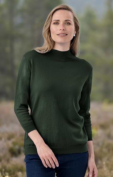 Ladies Cashmere Cropped Sleeve Turtle Neck Sweater