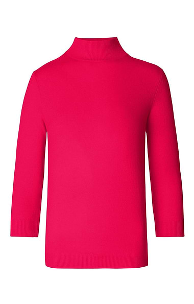 Ladies Cashmere Cropped Sleeve Turtle Neck Sweater