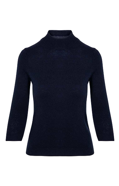 Ladies Cashmere Cropped Sleeve Turtle Neck Sweater