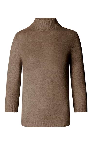 Ladies Cashmere Cropped Sleeve Turtle Neck Sweater
