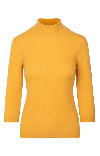Ladies Cashmere Cropped Sleeve Turtle Neck Sweater