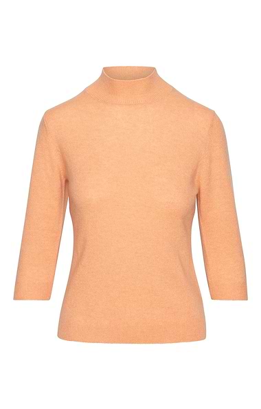 Ladies Cashmere Cropped Sleeve Turtle Neck Sweater