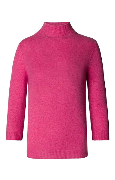 Ladies Cashmere Cropped Sleeve Turtle Neck Sweater