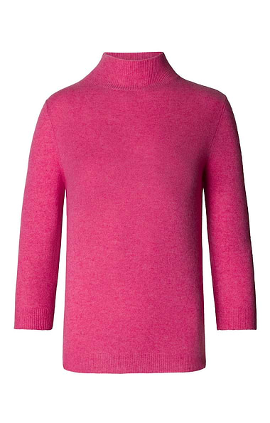 Ladies Cashmere Cropped Sleeve Turtle Neck Sweater