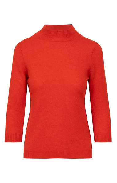 Ladies Cashmere Cropped Sleeve Turtle Neck Sweater
